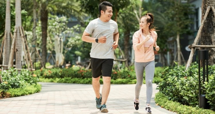 Two people jogging