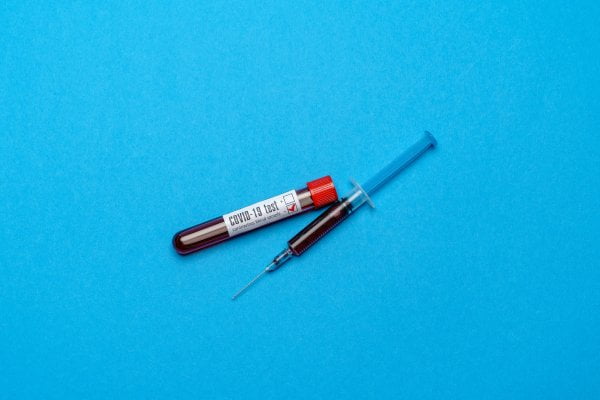 syringe with a blood sample