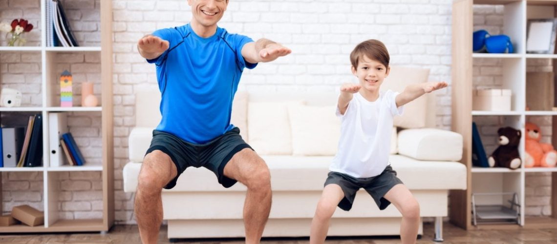 father son exercising